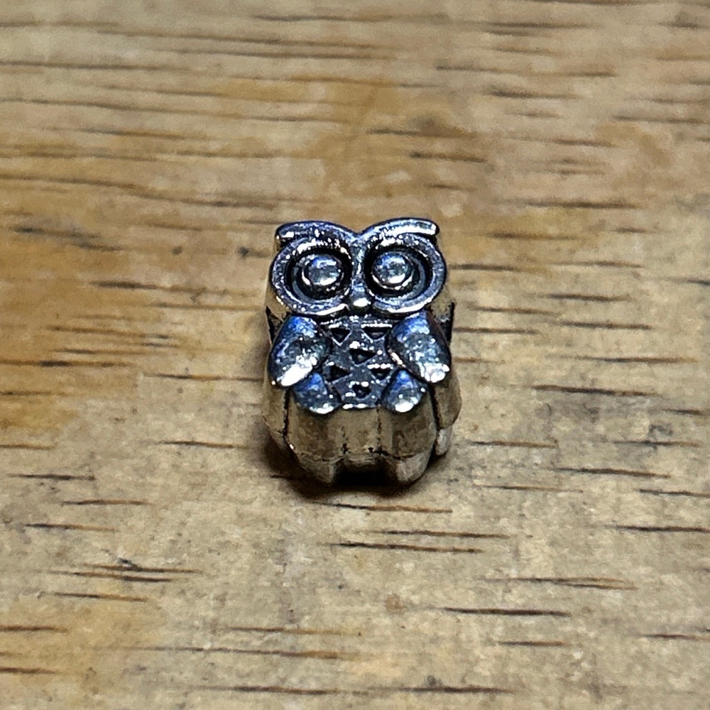 Silver Owl Charm Bead Bracelet One Size